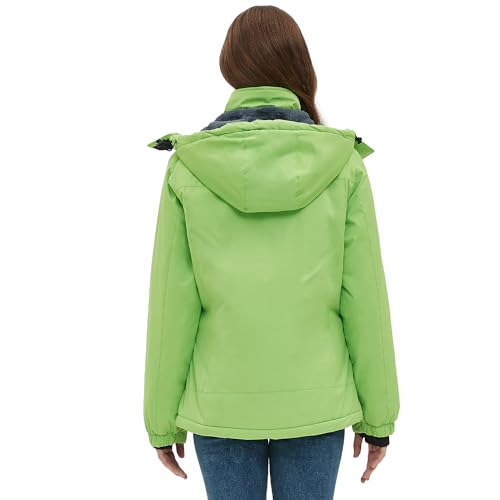 Image of Women's Waterproof Winter Jacket Skiing Warm Fleece Snow Coat Hooded Windproof Raincoat S-3XL