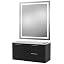 Black Cabinet, White Stone Top, Gold Handles, 30” x 36” LED Rectangle Mirror