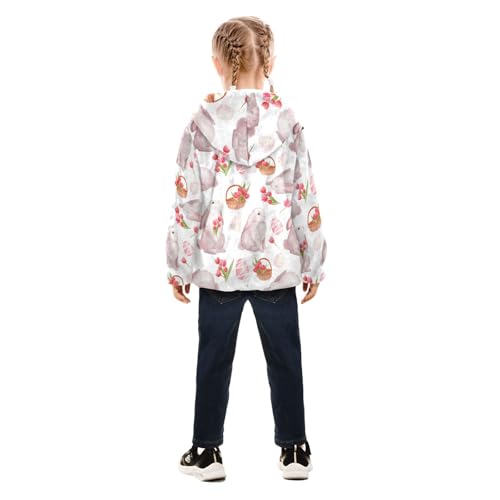 OTVEE Happy Easter Bunny Kids Hoodie Jacket Fall Spring Full Zip Warm Outwear Coat4
