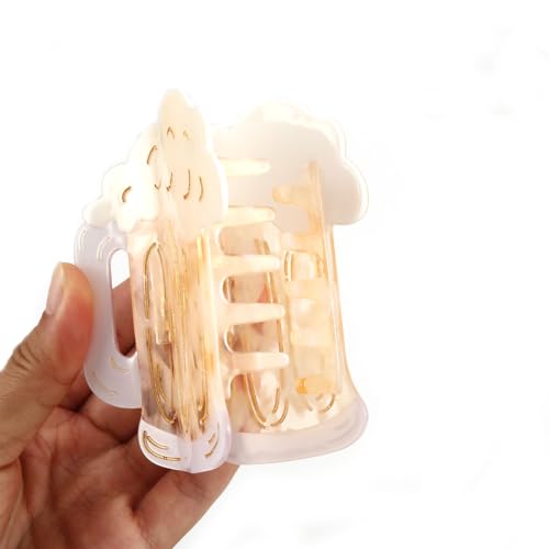 Beer Mug Shaped Hair Claw, Acetate, Yellow and White,Birthday Gift for Women Mother Day Present 1PC