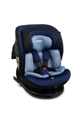 CARETERO - Autositz Kinder - Autokindersitz MOKKI - Gegurteter Autositz - i-Size Homologation ISOFIX - für Kinder von 40-150 cm Größe - Rotierend 360° - Reduktionseinsatz für Babys - Marineblau