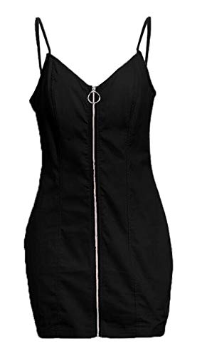 oneforus Robe Moulante pour Femmes Robe Moulante Sexy sans Manches avec Fermeture éclair sur Le Devant Cover