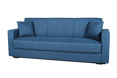 Arredo Stock Divano letto moderno Afrodite (Blu, 3 posti) 212x80x87 cm