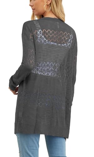 Image of GRECERELLE Lightweight Cardigan Sweaters for Women Crochet Knit Open Front Long Sleeve Loose Casual Boho Summer Beach Coverup