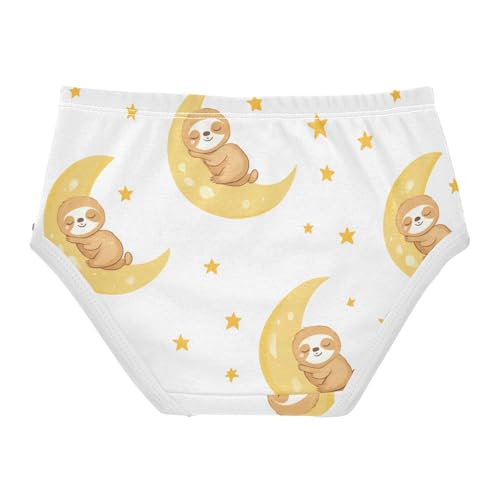 Wusikd Cute Sloths Girls' Underwear Cotton Sleeping Moon Yellow Girls Briefs Soft Toddler Underwear 2T2