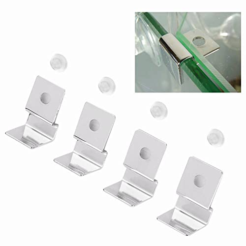 TOPINCN 4Pcs Aquarium Cover Bracket Stainless Steel Fish Tank Glass Cover Clips Fish Tank Lid Holder Support(10mm)