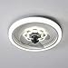 Luz de ventilador de techo retro de 20 "Luz de ventilador de techo LED minimalista moderna ultradelgada, control remoto o aplicación móvil Regulación de velocidad regulable, temporización, motor silen
