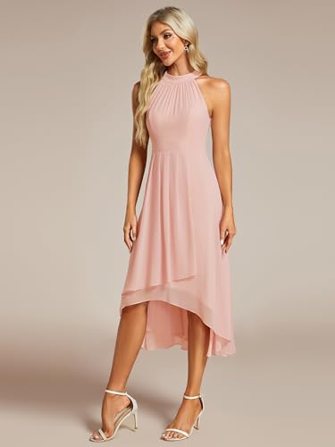 Image of Ever-Pretty Women's Halter Chiffon Midi Cocktail Wedding Guest Dress