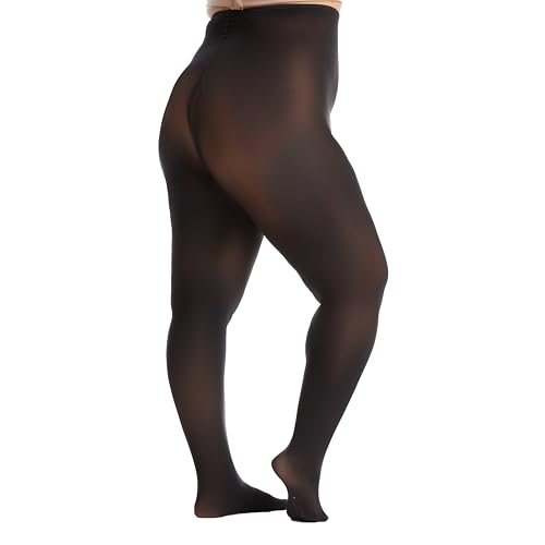 Image of Frola Plus Size Tights for Women Semi Opaque Control Top High Waist Stockings 60 Denier Women's Pantyhose 2X 3X 4X 5X