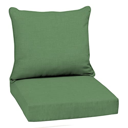 Image of Arden Outdoor Deep Seat Cushion Set, 22 in x 24 in, Weather-Proof, Rain-Proof, Fade Resistant Patio Cushion Bright Moss Green Leala
