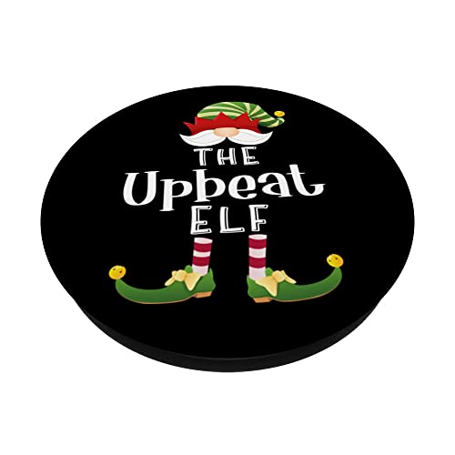 Upbeat Elf Group Christmas Funny Pajama Party PopSockets Swappable PopGrip, Black - Image 2