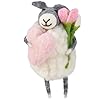 Primitives by kathy collectible critter our felt happy lamb critter holding a large pink heart and flowers  urban country home decor