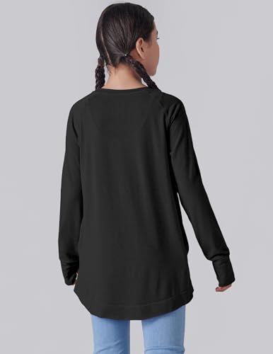 Image of Liberty Pro 2-Pack Girls' Loose Fit Long Sleeve Tunic Tops with Pockets and Thumb Holes, Casual T Shirts for Tween Kids