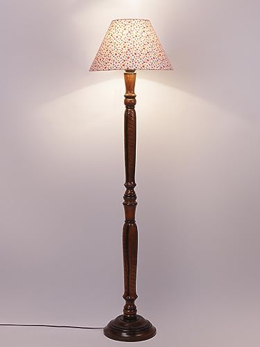 Image of Devansh Multicolor Cotton Conical Wooden Floor lamp -30