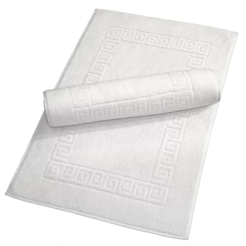 Makooz 2 Cotton Bath Mats - Classic Greek Key Pattern 750 GS