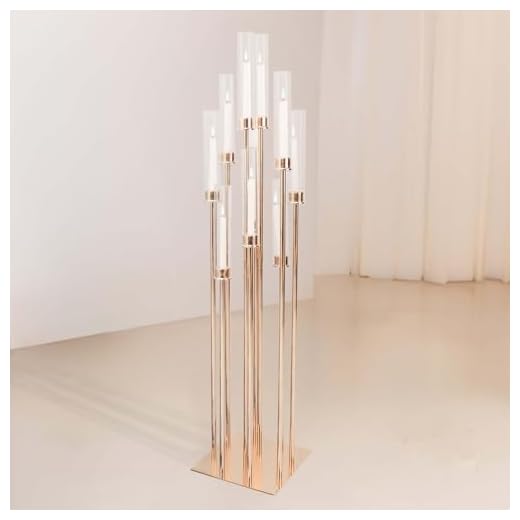 Efavormart 50" | 10 Arm Gold Cluster Taper Candle Holder Candelabra with Clear Glass Shades - Perfect for Wedding Party Decorations, Banquet, Upscale Occasions, Birthday Celebrations