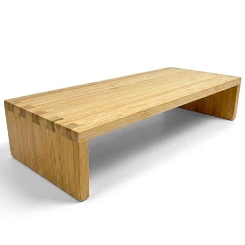 Osco Bamboo Monitor Stand Riser – Fully Assembled Screen Shelf with Keyboard Storage – Desktop Riser – MOSO Bamboo Elevates Monitor for Ergonomic Setup, 50×19.5×10 cm