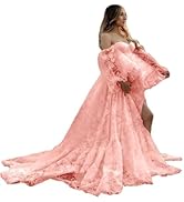 FEBUBETT Boho Maternity Dress Photography Props Tulle Lace Fancy Pregnancy Gown for Baby Shower P...