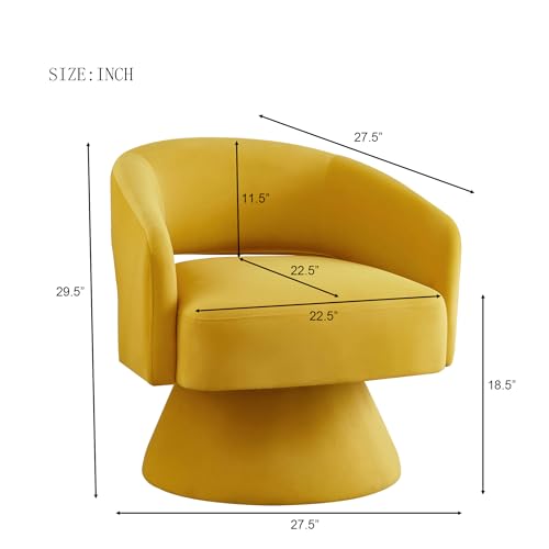 Sillón redondo giratorio terciopelo amarillo miniatura 3