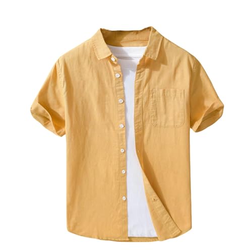 Chemise manches courtes homme coton lin léger style japonais casual