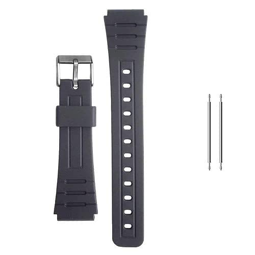 CABLEPELADOCorrea reloj Compatible con Casio | Correa de Silicona Casio | Resina | Hebilla plateada | Incluye 2 pasadores | Apto para modelos F91W F-91W con fijación de 18mm | Correa color negro