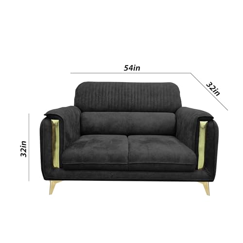 Image of Casaliving Gelio 2 Seater Sofa Set for Living Room (Black Colour) Premium Fabric Sofa