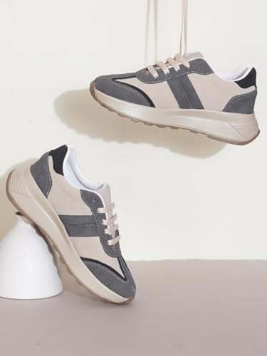 Image of TRYME Women Walking Sneakers Lace-Up Comfortable Shoes Cushioned Insole Casual Stylish Footwear for Girls