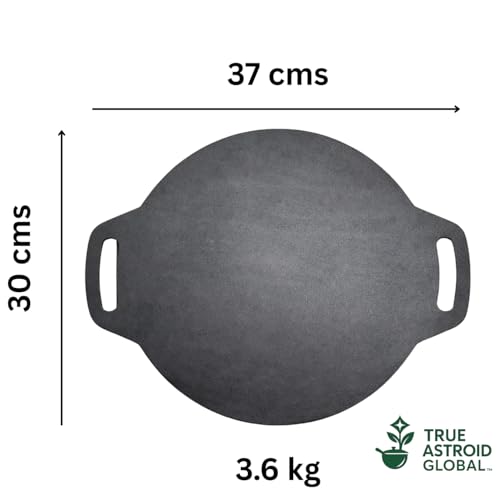 Image of Pure Iron Dosa Tawa, 12 Inch, 6mm Thick, Fully Seasoned, Naturally Non-Stick, Flat Borderless Design, 30 cm, 3.6 kg (6 mm (3.6kg) Natural Black)