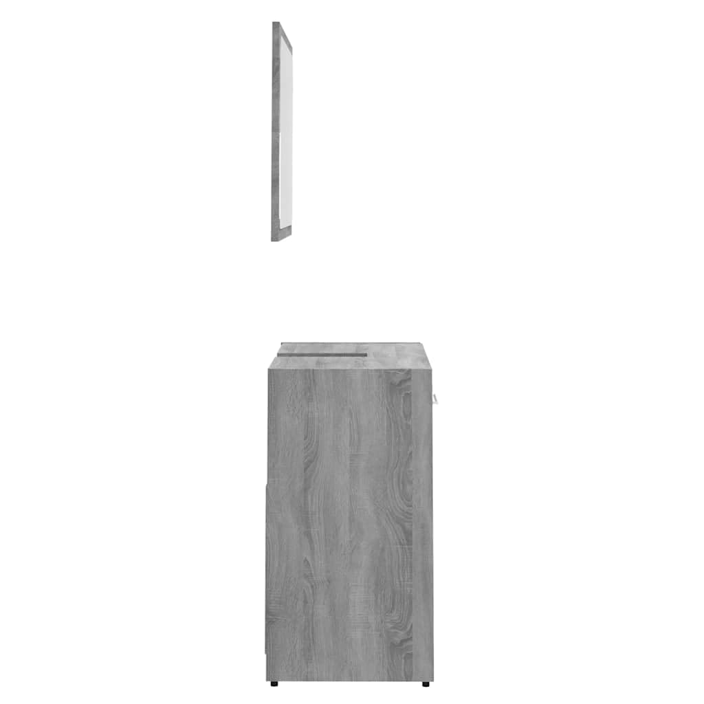 Ensemble de meubles de salle de bain gris Sonoma avec miroir, 60 x 33 x 61 cm, 1 compartiment et 2 portes, pour buanderie, toilettes d'invités, rangement et ordre