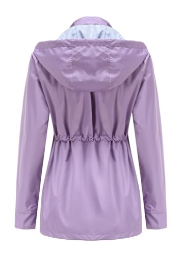 Womens Raincoat Windbreaker Waterproof Lightweight Lined Hooded Rain Jacket2