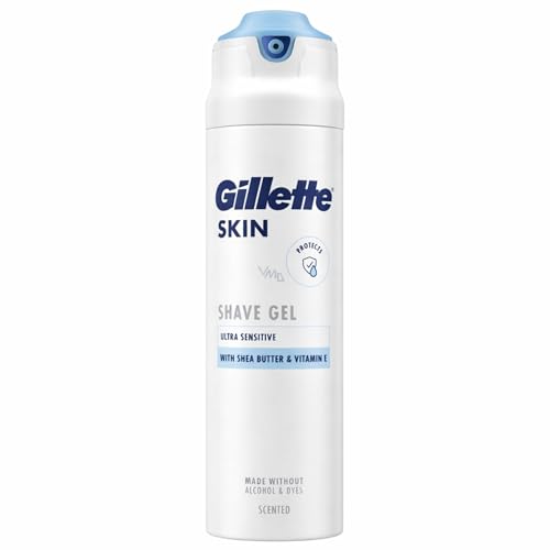 Gillette Skin Ultra Sensitive Shave Gel 200ml Hydrating Shaving Gel for Men With Shea Butter & Vitamin E Alcohol & Dye Free Smooth Comfortable Shave for Sensitive Skin