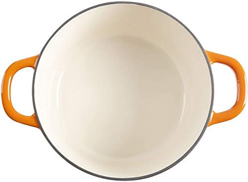 Sunset Orange , 5-Quart Cast Iron Dutch Oven : Crock Pot 109469.02 Artisan Round Cast Iron Dutch Oven with Non-Stick Surface, 5 Quart, Sunset Orange