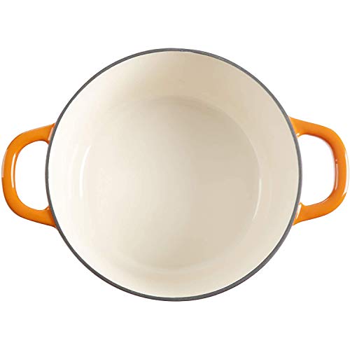 Sunset Orange , 5-Quart Cast Iron Dutch Oven : Crock Pot 109469.02 Artisan Round Cast Iron Dutch Oven with Non-Stick Surface, 5 Quart, Sunset Orange