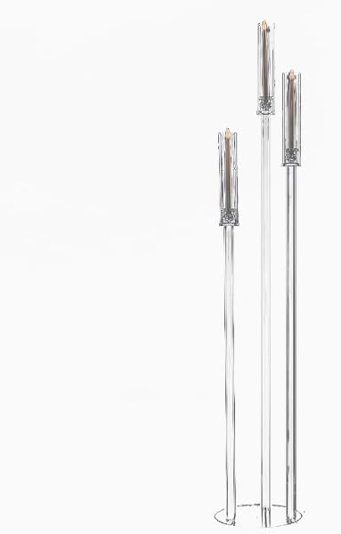 3 Arm Acrylic Candelabra Table Centerpiece Wedding Tall Floor Candle Holder with Shade Pillar Taper Candle Stand for Dining Party Anniversary.
