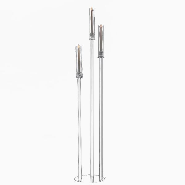 3 Arm Acrylic Candelabra Table Centerpiece Wedding Tall Floor Candle Holder with Shade Pillar Taper Candle Stand for Dining Party Anniversary.