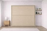 -Dream- Litera Plegable de Pared Que Ahorra Espacio, 2 Camas Individuales, con Escalera y barandilla de Seguridad, 209 x 198 x 35 cm, tapizado en Piel sintética. COLCHONES NO INCLUIDOS (Beige)