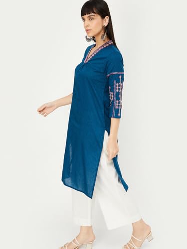 Image of Max Women's Cotton Blend Regular Fit Casual Kurta