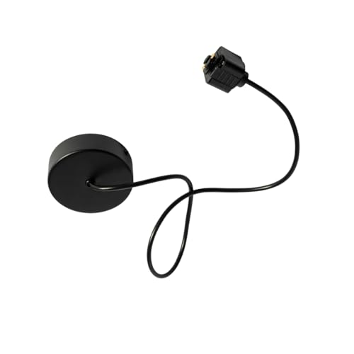 QAZQA - Stromzufuhr mit runder Montageplatte für 1-phasige Schiene schwarz - Iconic I Wohnzimmer I Schlafzimmer - Stahl Rund - LED geeignet