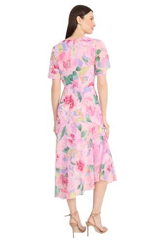 Image of Maggy London Women's Maggy London Women's Dresses Short Flutter Sleeve Fit and Flare Dress with Asymmetric Hem Tier