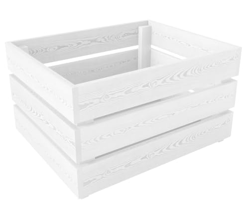 Lermowood Holzkisten Box0522 50 x 40 x 28cm Weiß | Dekokisten aus Holz Massive Holzkiste Regalkiste Weinkiste