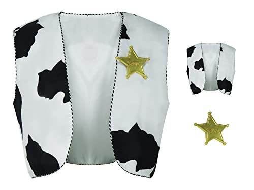 PAINEOMN Cowboy Shirt for Men Cow Print Vest Halloween Cosplay Costume Adult Long Sleeves Plaid Button Down Shirt S