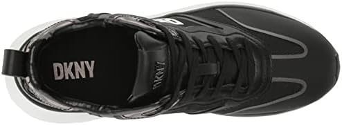 DKNY Women's AKI-Lace Up Everyday Sneaker, Black/White, 10 | Image 4