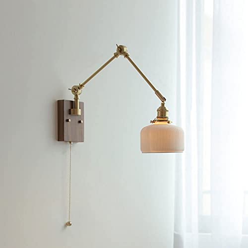 Lámparas de pared de 1 luz E27 brazo oscilante moderno y aplique de latón cepillado para estudio