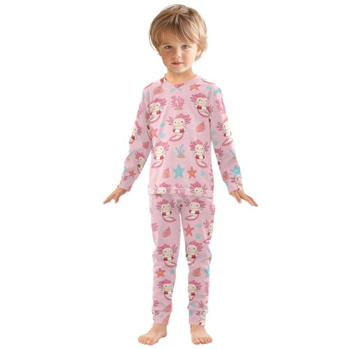 Pajama Sets Long Sleeve Cute Axolotl Sea Creatures Soft Comfy Sleepwear 2 Piece PJS 3-8T2