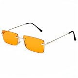 VFDHN Gafas de sol rectangulares para mujer, gafas de sol retro para hombre, sin marco, cuadradas, polarizadas, cristal degradado Uv400, gris naranja, talla única