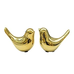 Small Animal Statues Home Decor Modern Style Birds Decorative Ornaments for Living Room, Bedroom, Office Desktop, Cabinets (Gold Birds 2Pcs)