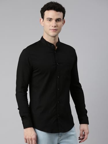 Image of WHITE HEART Men's Solid Cotton Regular Fit Full Sleeve Shirt | Classic Button-Down with Spread Collar, Everyday Casual & Formal Wear