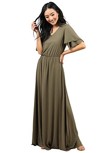 Chloe Modest Chiffon Maxi Dress in Olive Green - XS, Modest Bridesmaid Dress in Olive Green