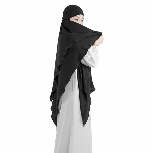 Khalat Muslim Prayer Hijab - 2 Layers Soft Breathable Islamic Dubai Women's Instant Long Hijab3