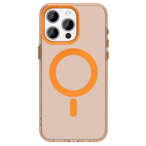 Altartar Coque de protection magnétique pour iPhone 15, transparente, compatible avec MagSafe, protection militaire arrière, protection de l'appareil photo, anti-chocs, orange